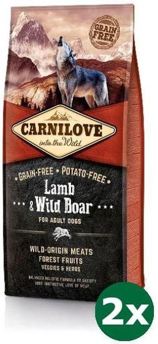 2x12 kg Carnilove lamb / wild boar adult hondenvoer