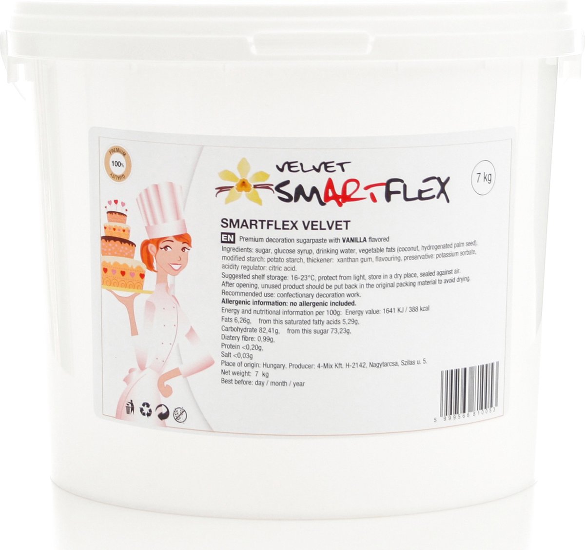 Smartflex Fondant - Rolfondant - Wit Velvet Vanille - 7kg