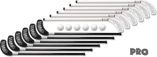 Floorballset Unihoc Pro 80cm 12 Sticks + 6 Ballen