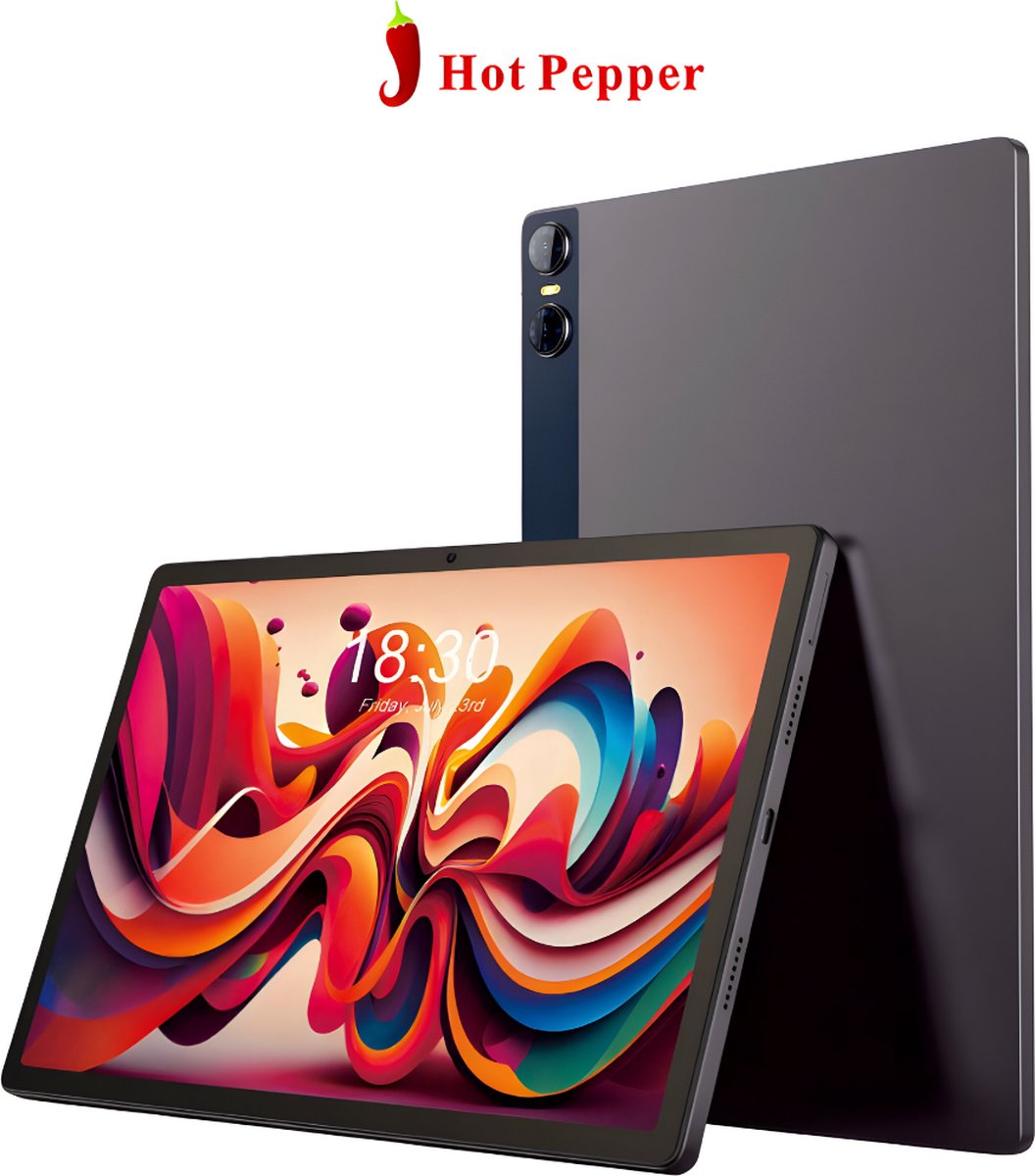 Hot Pepper DT50 - Android 13 (2024) Tablet - WiFi - 8GB RAM - 256GB - 10.95 inch - 5G Netwerk - SIM Slot - 8000 mAh - Zwart
