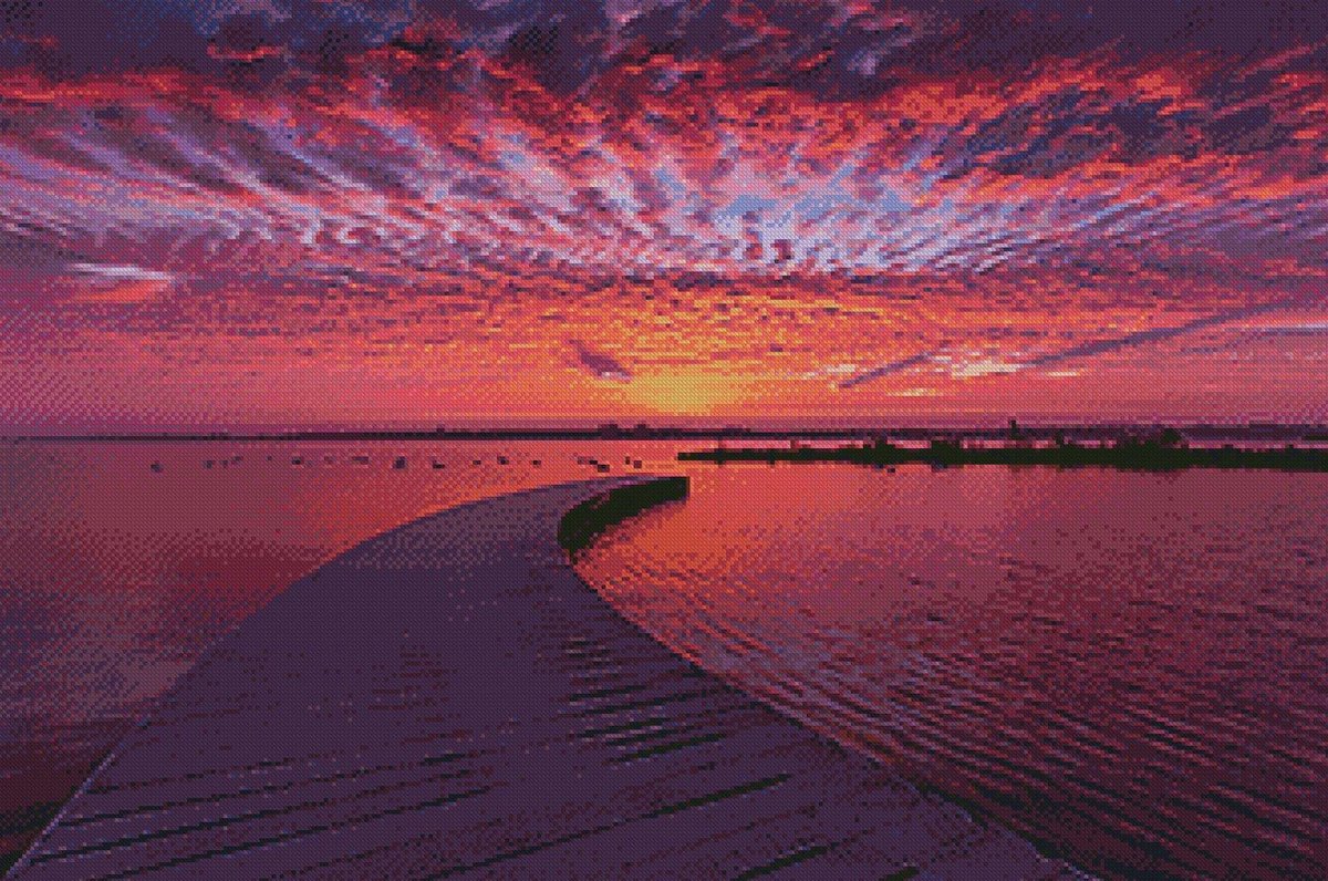 Borduurpakket Sunrise at the lake 1