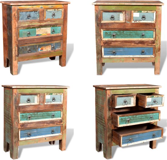 vidaXL Kast met 4 lades massief gerecycled hout - Kast - Kasten - Opbergkast - Opbergkasten