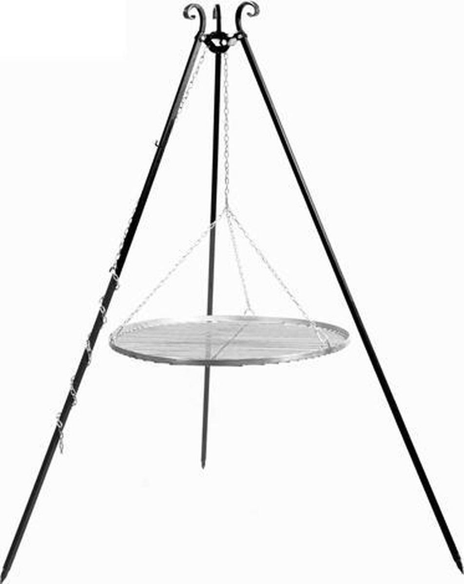 CookKing Grill Tripod Zwart 180 cm Roestvrij Stalen Rooster 80 cm
