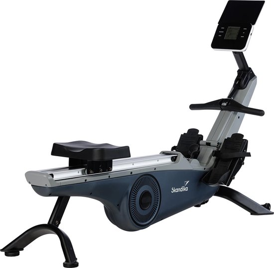 Skandika Freki Roeimachine – Roeitrainers - Roeimachine – Inklapbare roeiapparaat voor thuis– 10-traps magnetische weerstand – 8 kg vliegwielsysteem – Kinomap App Compatible – Max. Gebruikersgewicht 135 kg – Roeimachines – blauw/grijs