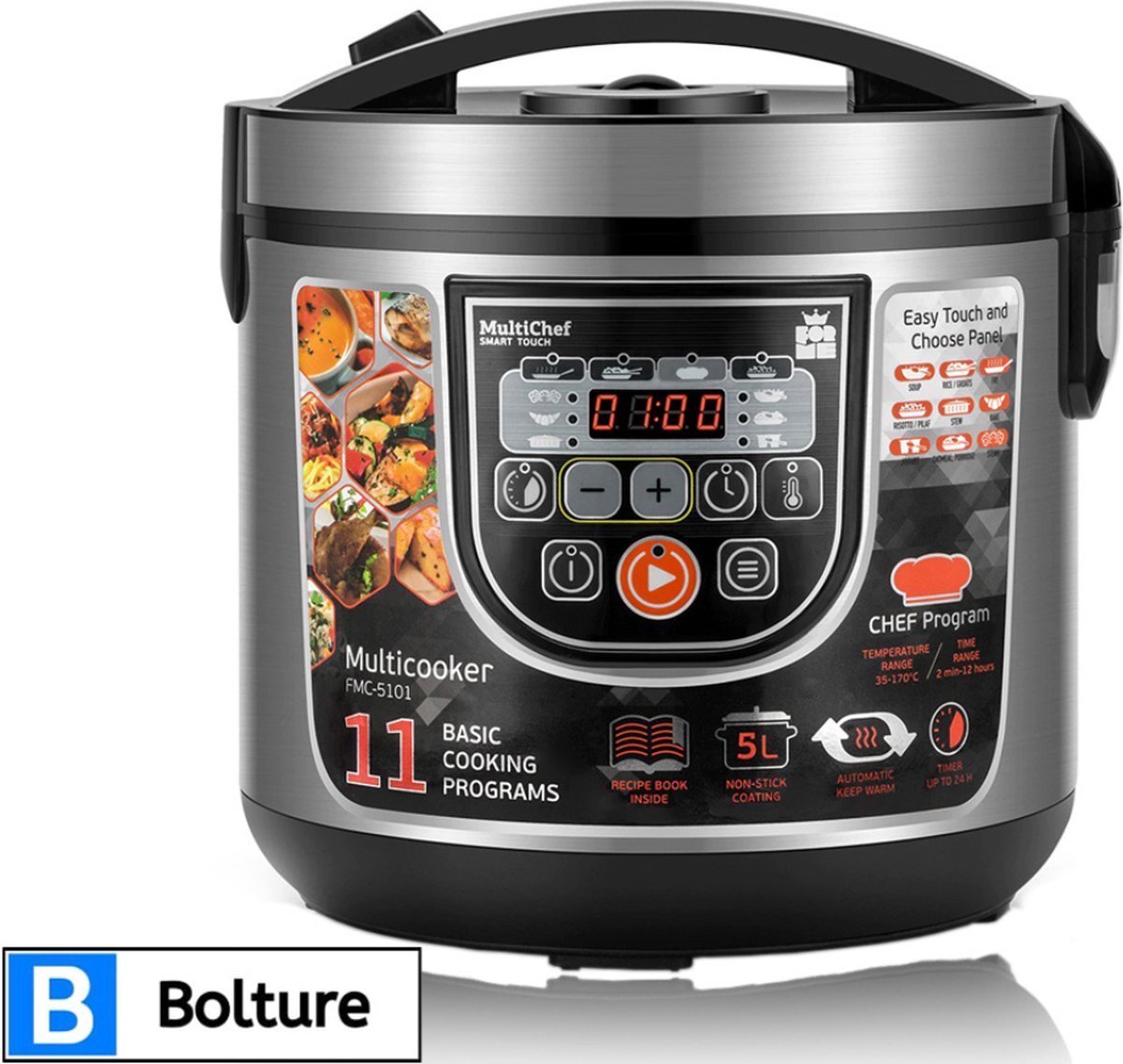 Bolture Multicooker Airfryer - Slowcooker met Timer - Pressure Cooker Electrisch - 5L - 860W