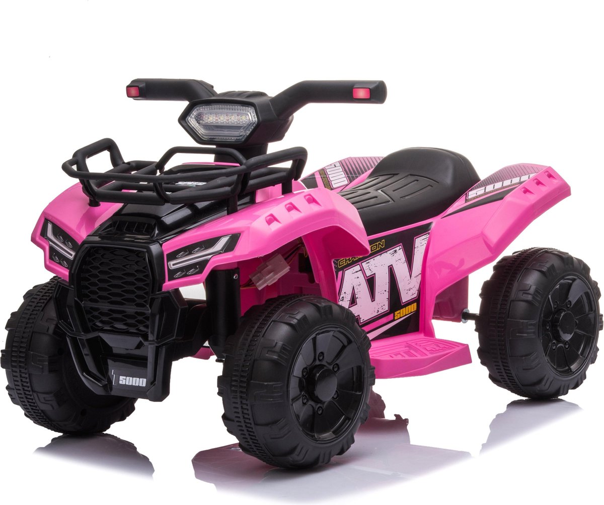 KiddoCruiser Mini quad, 6V Elektrische quad met Toeter, Voetpedaal, Koplamp, Vooruit/Achteruit, 4 Wielen Accu Aangedreven Quad Speelgoed voor Peuter Jongens Meisjes Roze