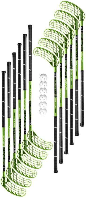 Floorball Set Unihoc Winner Flex 12 Sticks + 6 Ballen