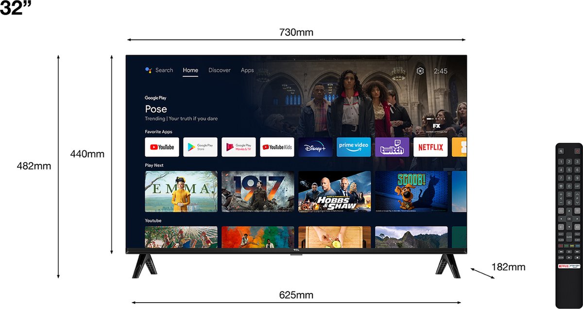 TCL Full HD Android Smart TV 32S5400AF (2023) 32″