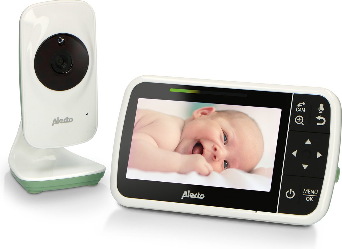 Alecto DVM149GN - Babyfoon met camera en 4.3" kleurenscherm, wit/groen