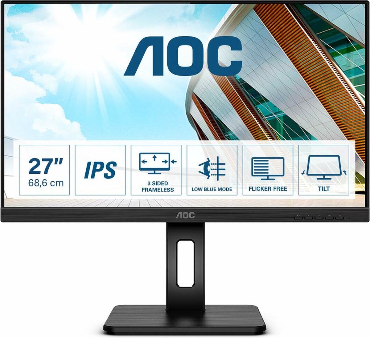 Monitor AOC Q27P2Q 27" LED IPS Flicker free 75 Hz 50-60  Hz