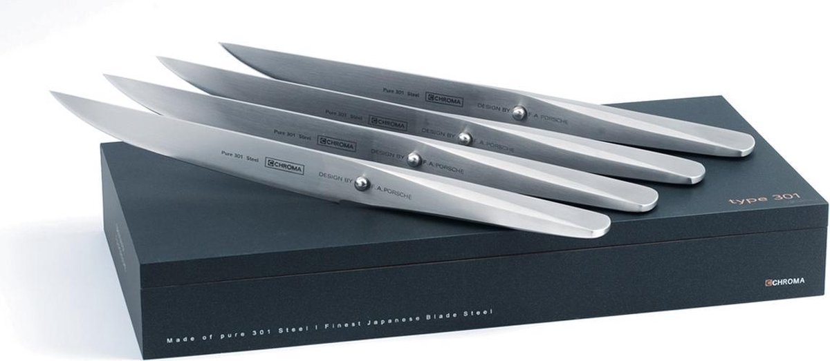 Chroma by Porsche Type 301 Steakmessen, Set van 4 stuks | Bestek&Servies | Keuken&Koken - Keukengerei | 5019311914659