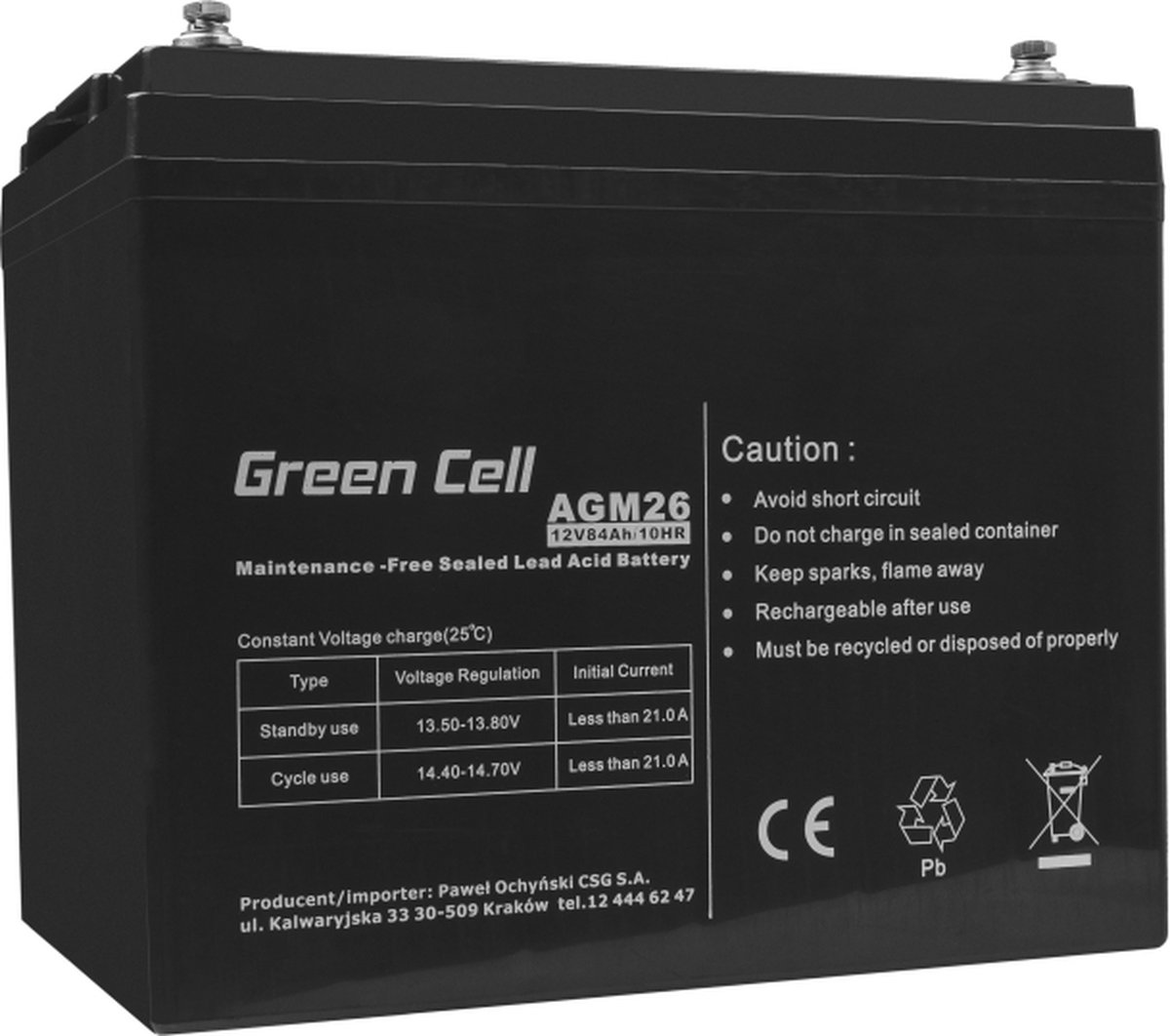 AGM Batterij 12V 84Ah