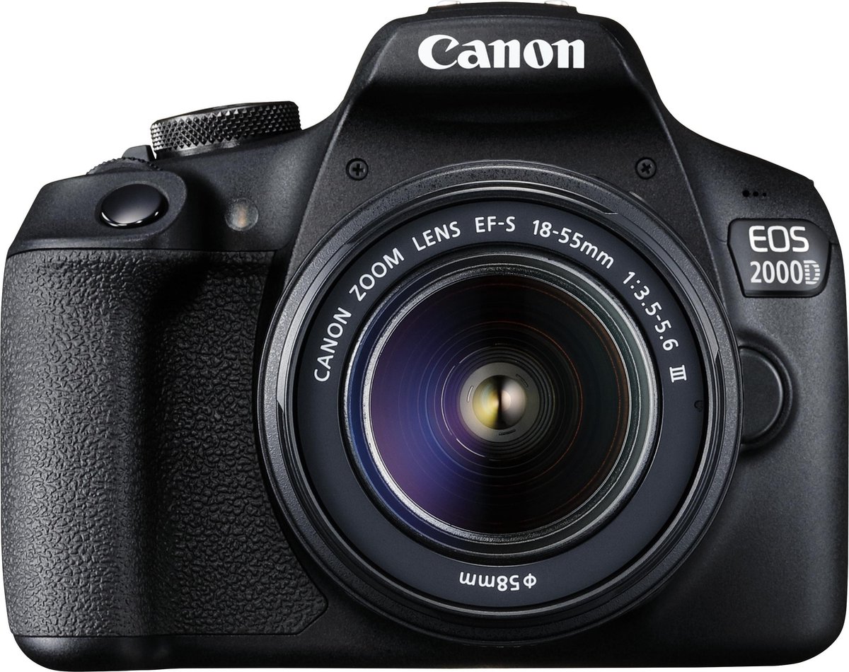 Canon EOS 2000D Body + 18-55mm + Tas + SD-kaart - Zwart | Spiegelreflexcamera's | Fotografie - Camera’s | 2728C013