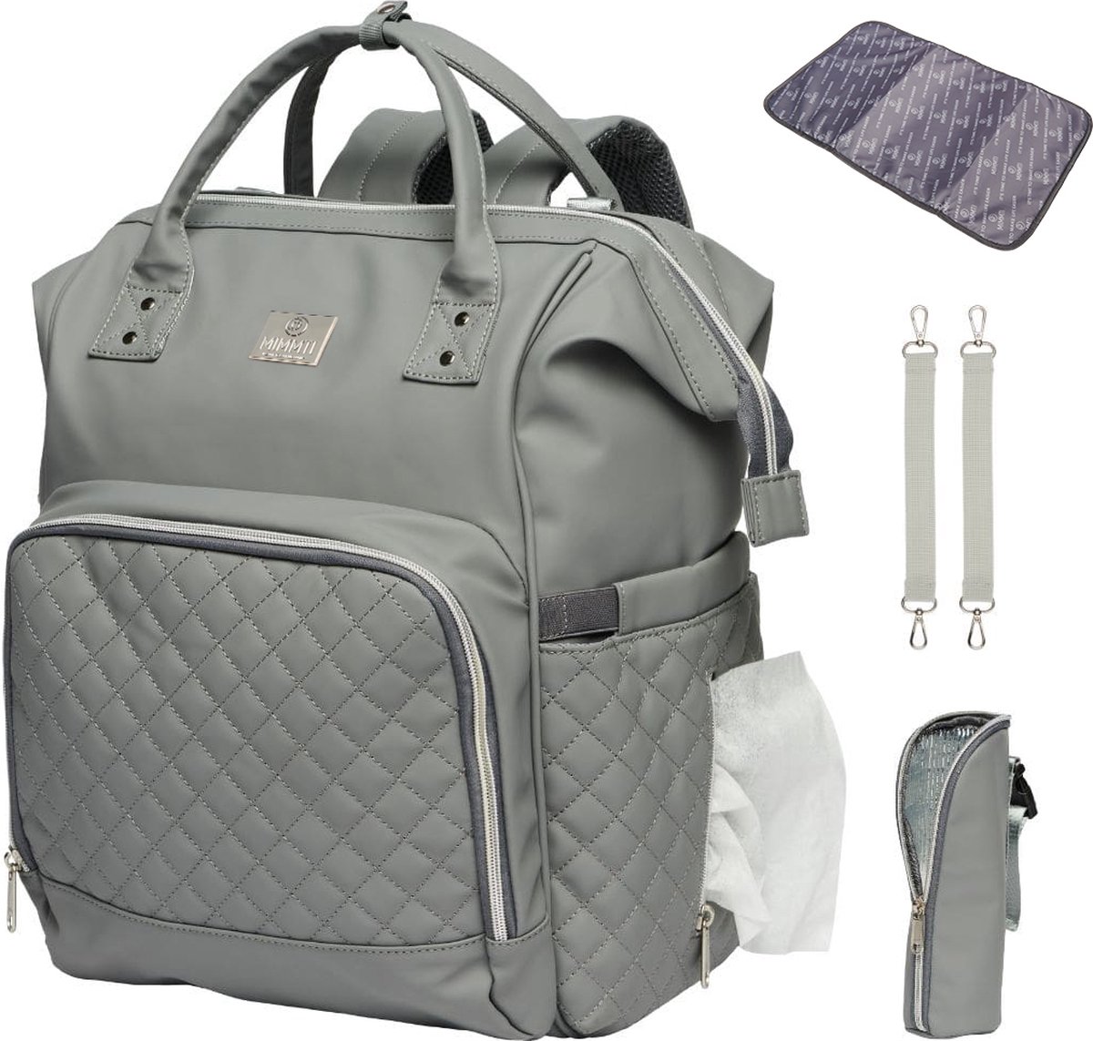 NanaBeebi 2.0 Leren Luiertas - Grey