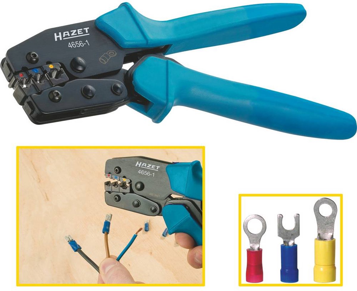 Hazet HAZET 4656-1 Krimptang Geïsoleerde kabelschoenen, Geïsoleerde kabelverbinders 0.5 tot 6 mm²