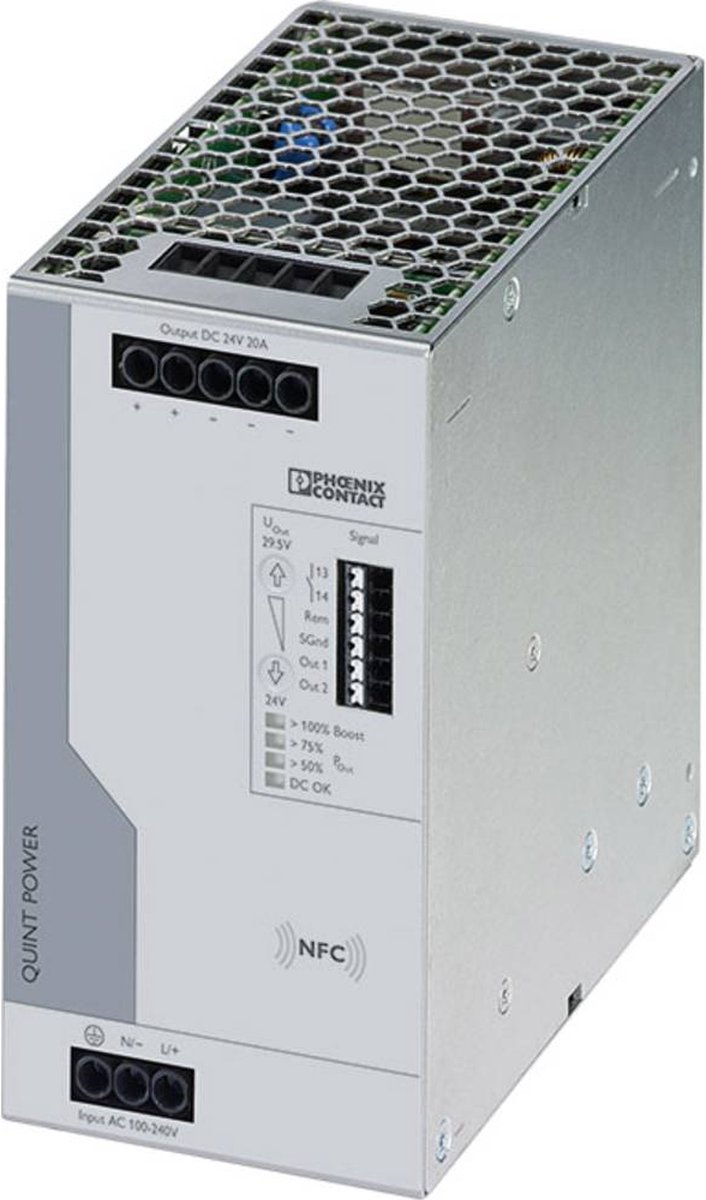 Phoenix Contact QUINT4-PS/1AC/24DC/20 DIN-rail netvoeding 24 V/DC 20 A Aantal uitgangen: 1 x Inhoud: 1 stuk(s)