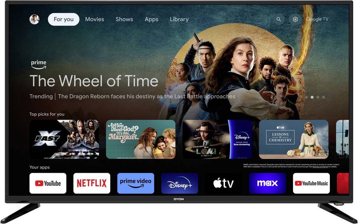 Dyon iGoo-TV 43F LED-TV 109.2 cm 43 inch Energielabel F (A - G) CI+*, DVB-C, DVB-S2, DVB-T2, Full HD, Smart TV, WiFi Zwart