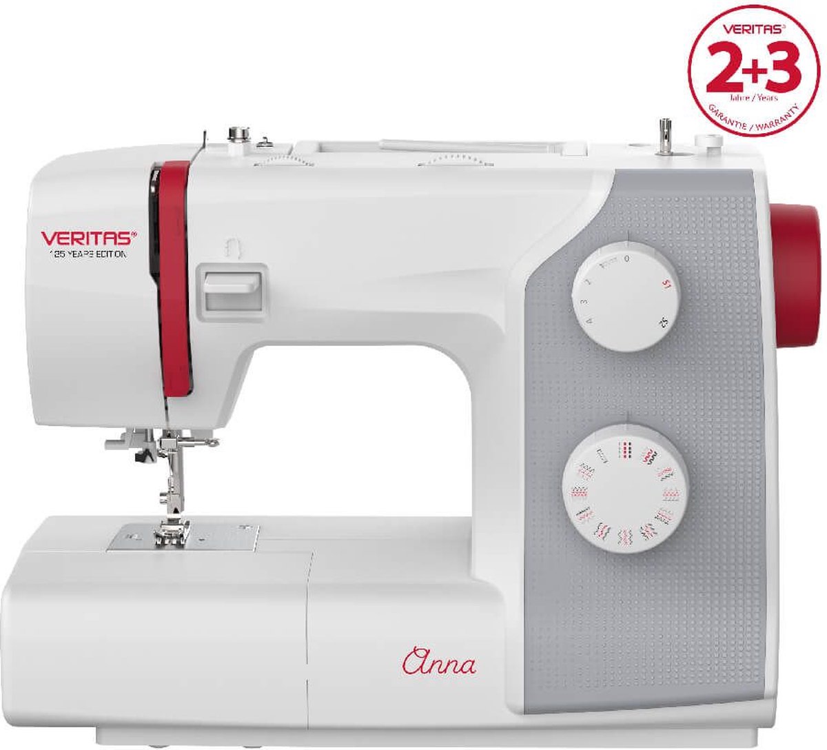 Veritas Naaimachine met vrije arm Anna Wit, Rood