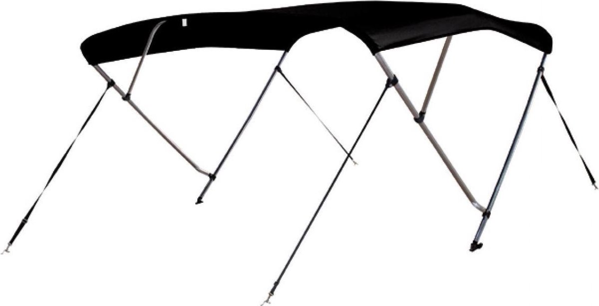 Talamex Biminitop DeLuxe 3 boog aluminium met zwart doek, geschikt voor breedte 170-183CM, 170-183 cm