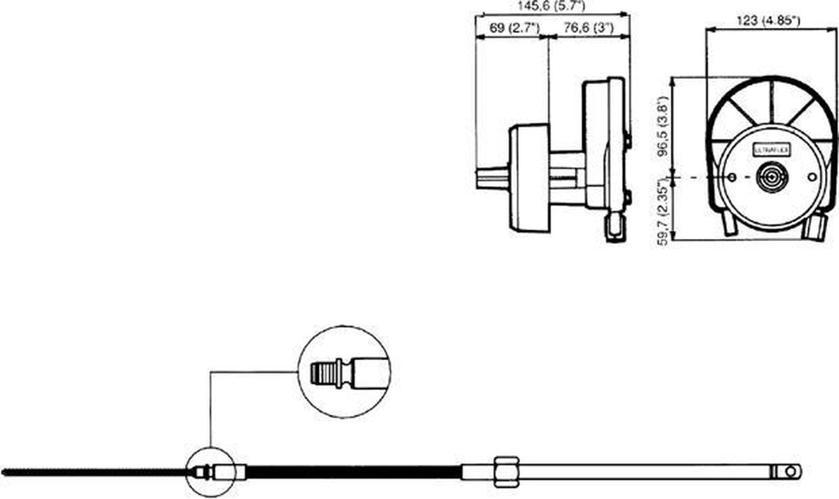 Ultraflex M58 Stuurkabel voor motoren tot 55 pk, 4.59 m (15 ft)