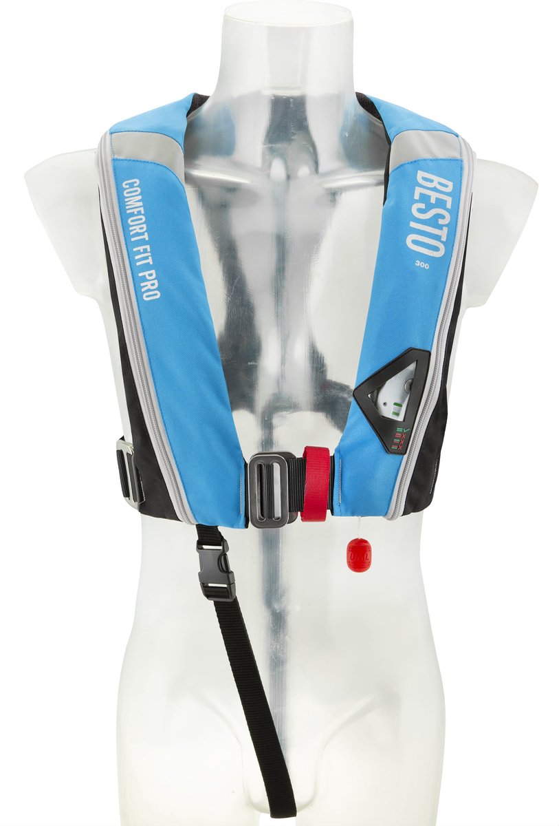 Besto Comfort fit Pro 300N MH automatisch reddingsvest met harnas blauw/zwart