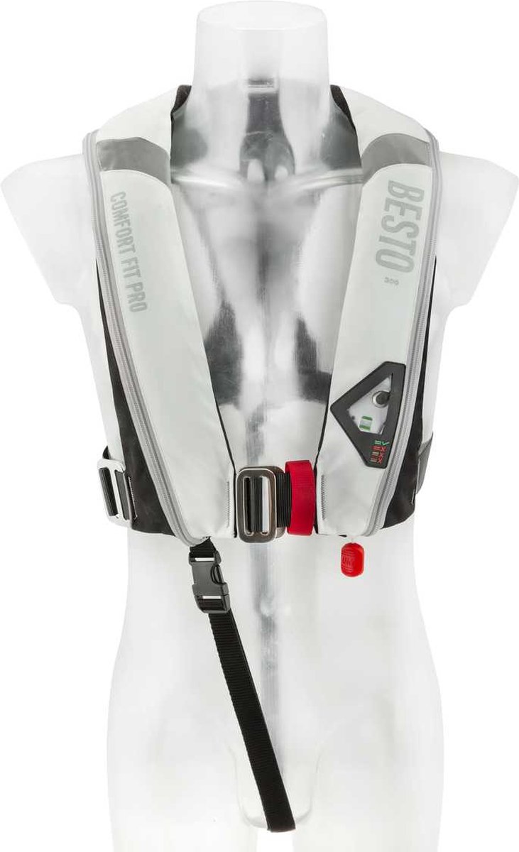 Besto Comfort fit Pro 300N MH automatisch reddingsvest met harnas wit/zwart