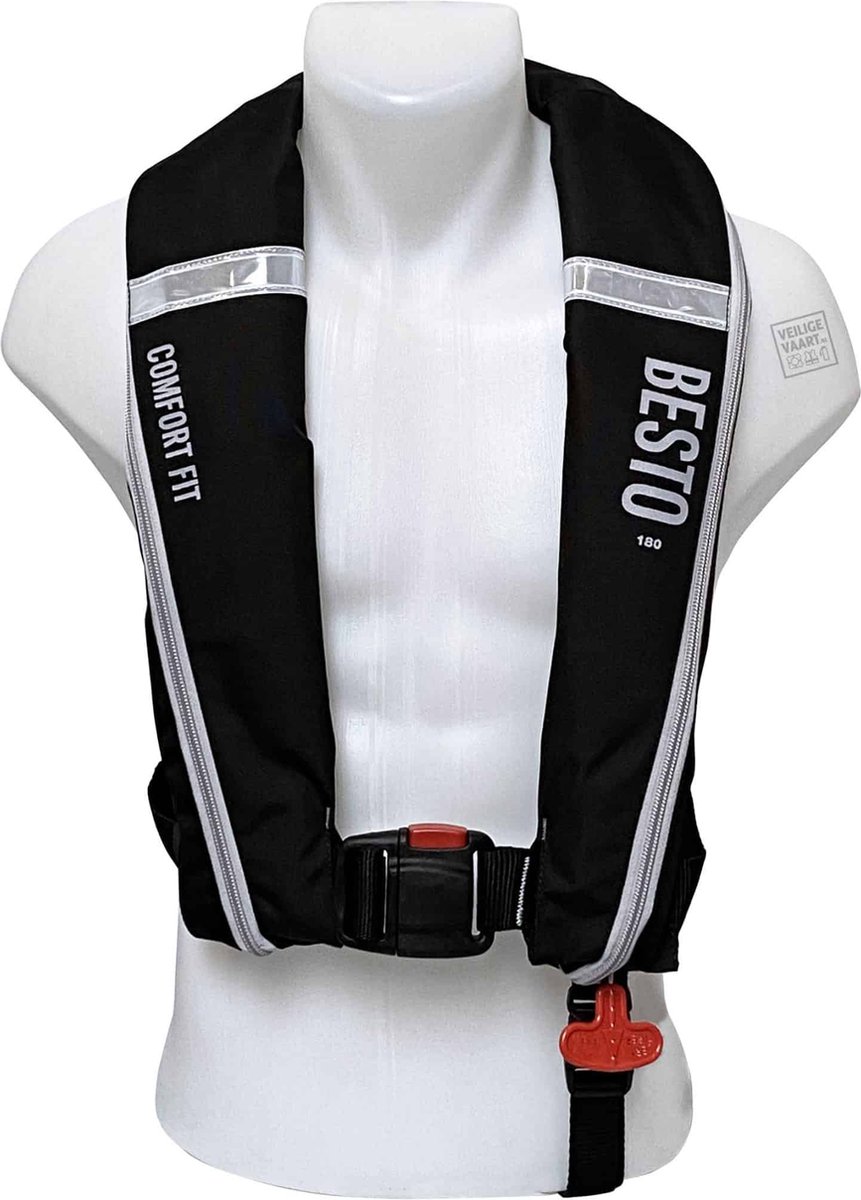 Besto Comfort fit 180N ZH automatisch reddingsvest zwart/grijs