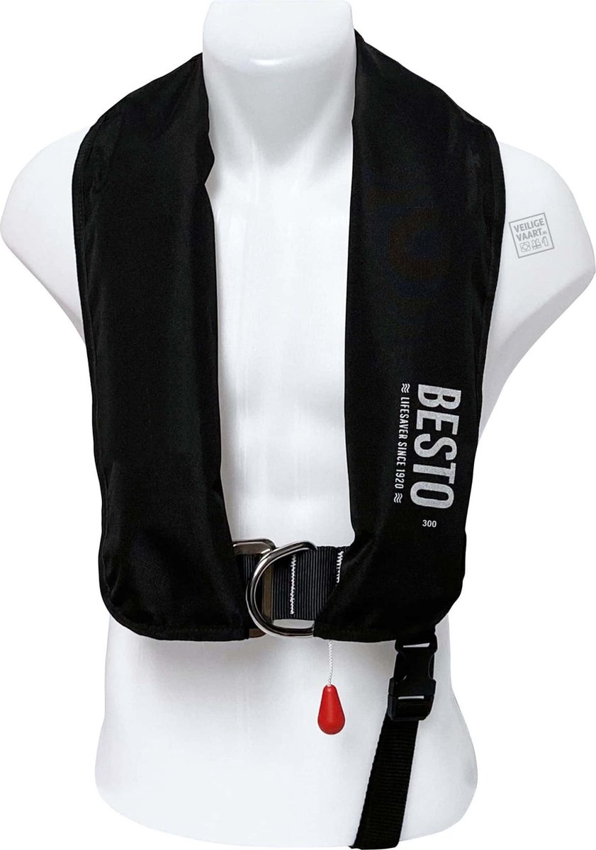 Besto Automatic 300N MH automatisch reddingsvest met harnas zwart