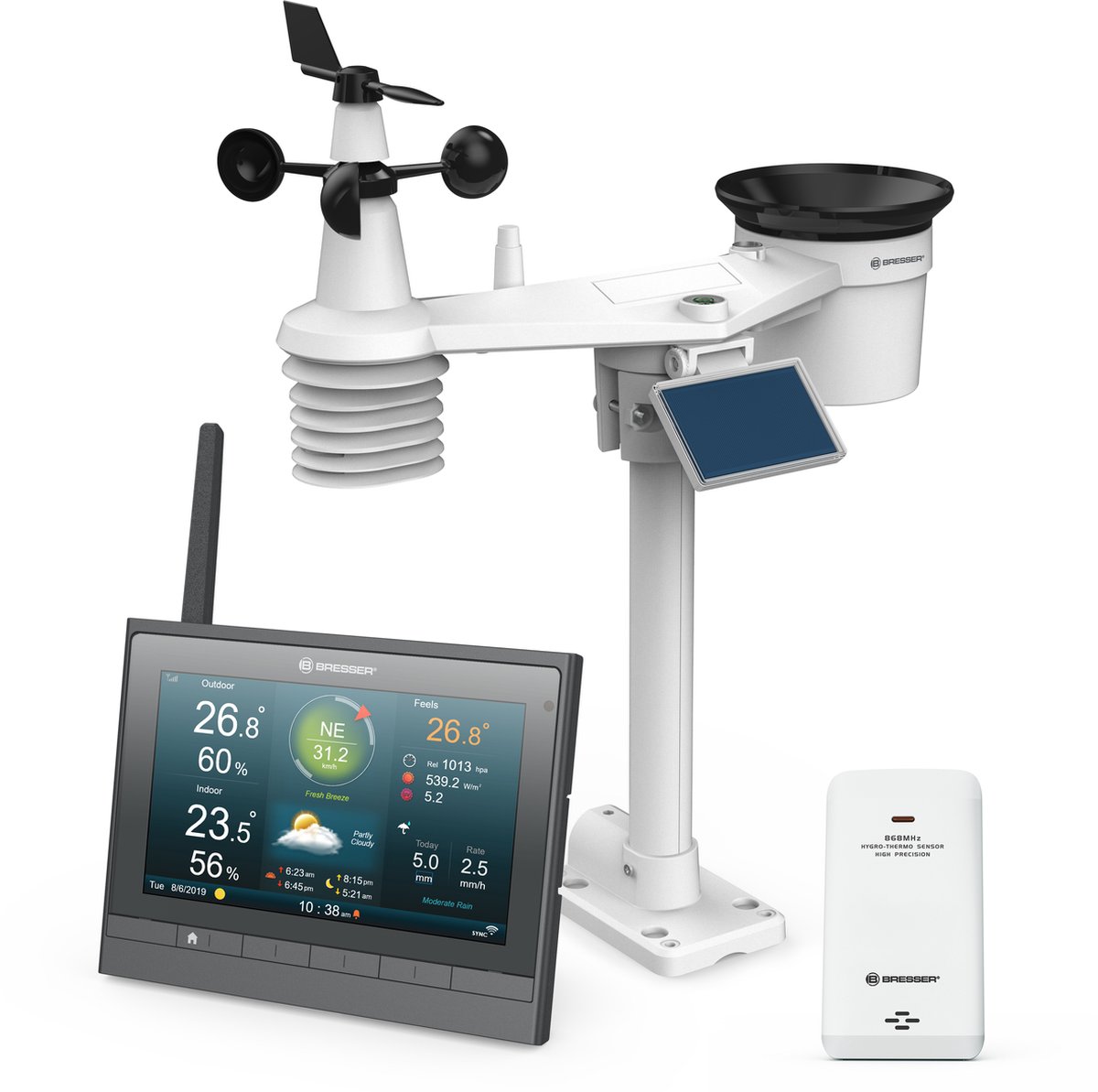 BRESSER MeteoChamp HD WLAN-weerstation 7-in-1 met verschillende weergavemodi