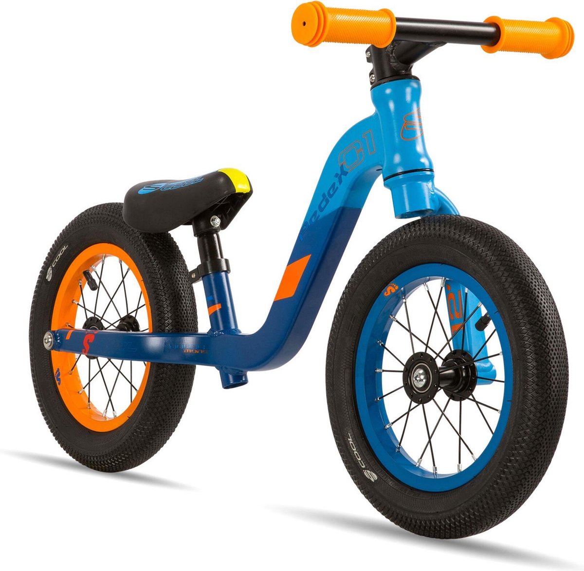 Loopfiets aluminium PedeX 01 - vanaf 2 jaar - oranje met blauw