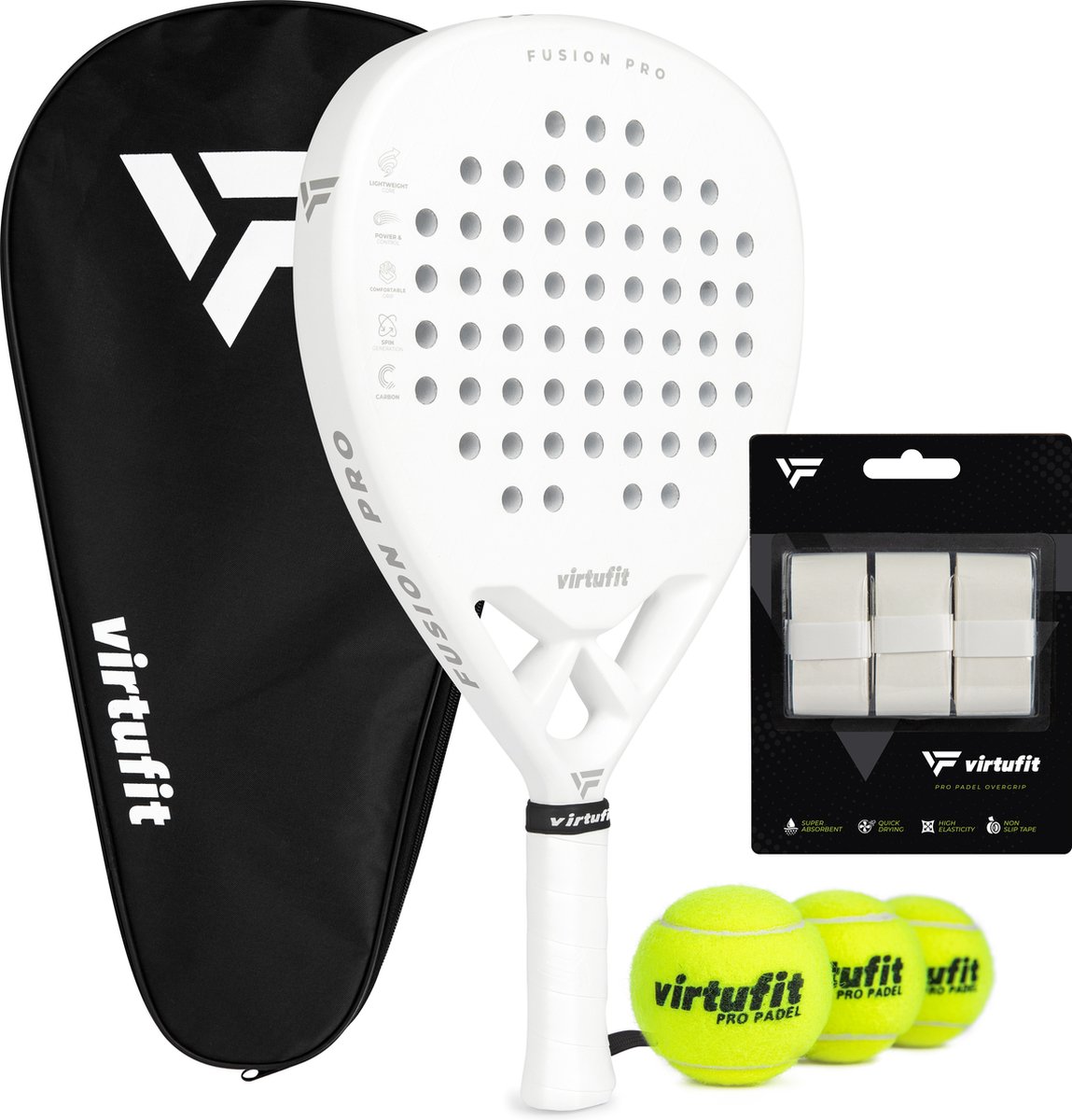 VirtuFit Fusion Pro Padel Set - Wit - Silver