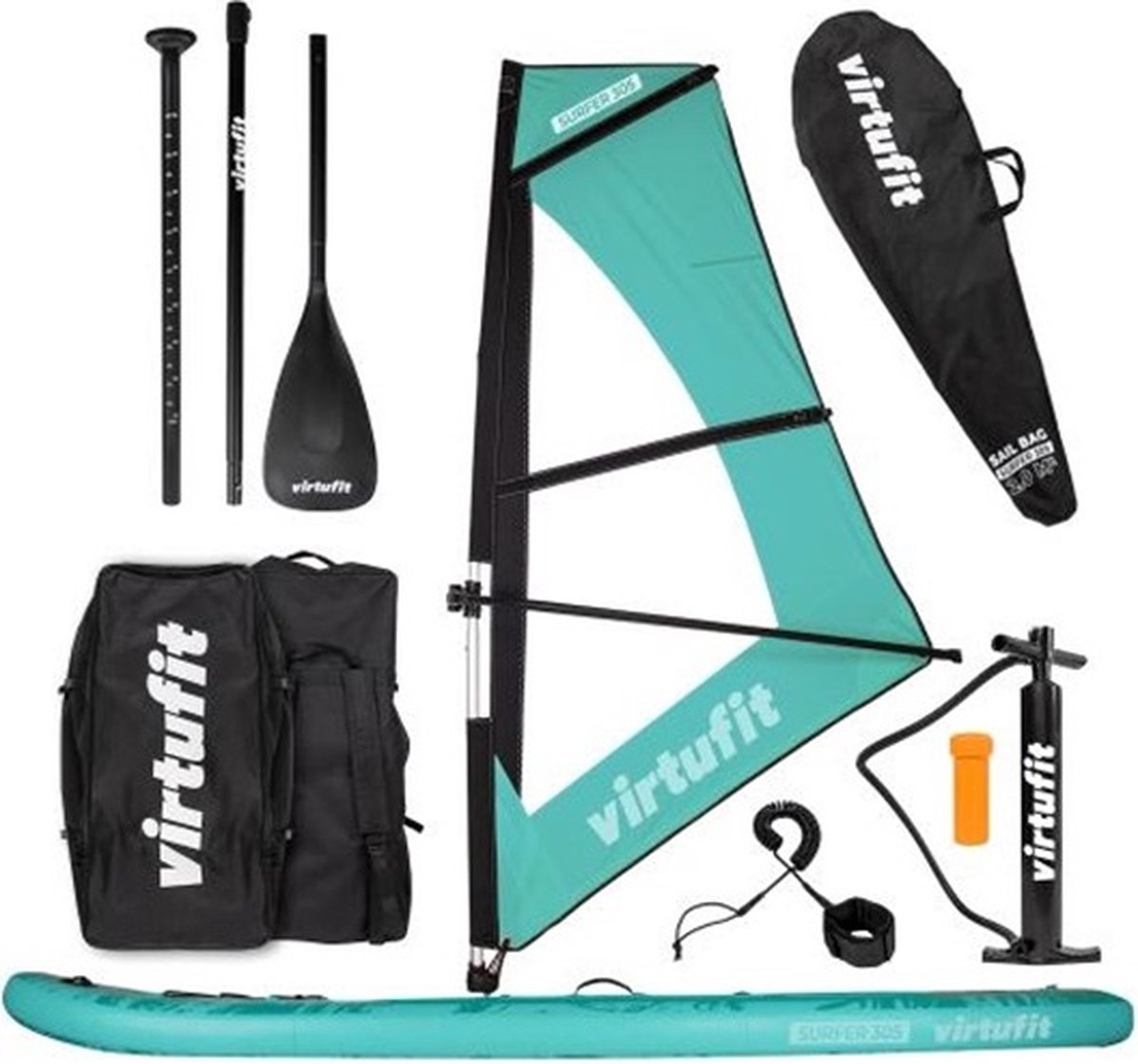 Virtufit Supboard Surfer 305 - Turquoise - Inclusief Windzeil en accessoires