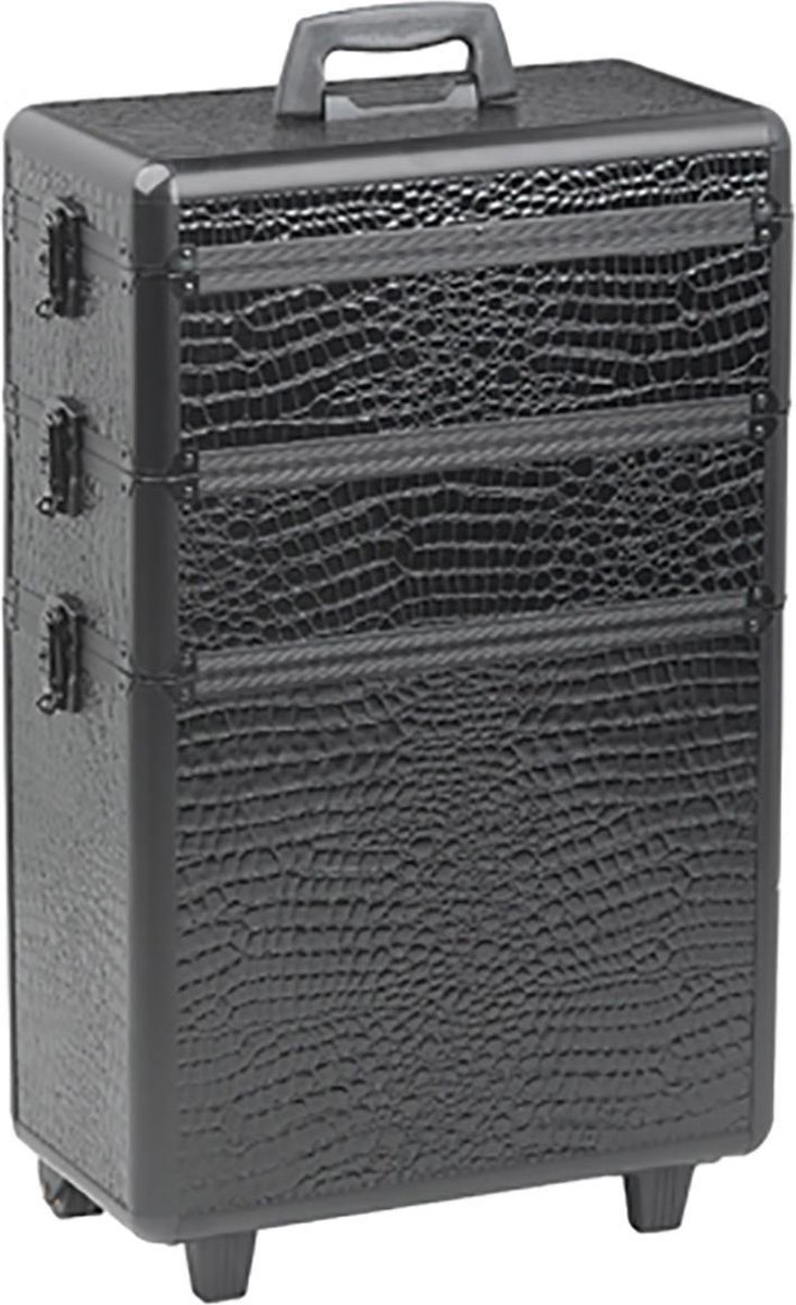 Sibel - Aluminium Kapperskoffer - Zwart Croco Motief - 63x36x22 cm