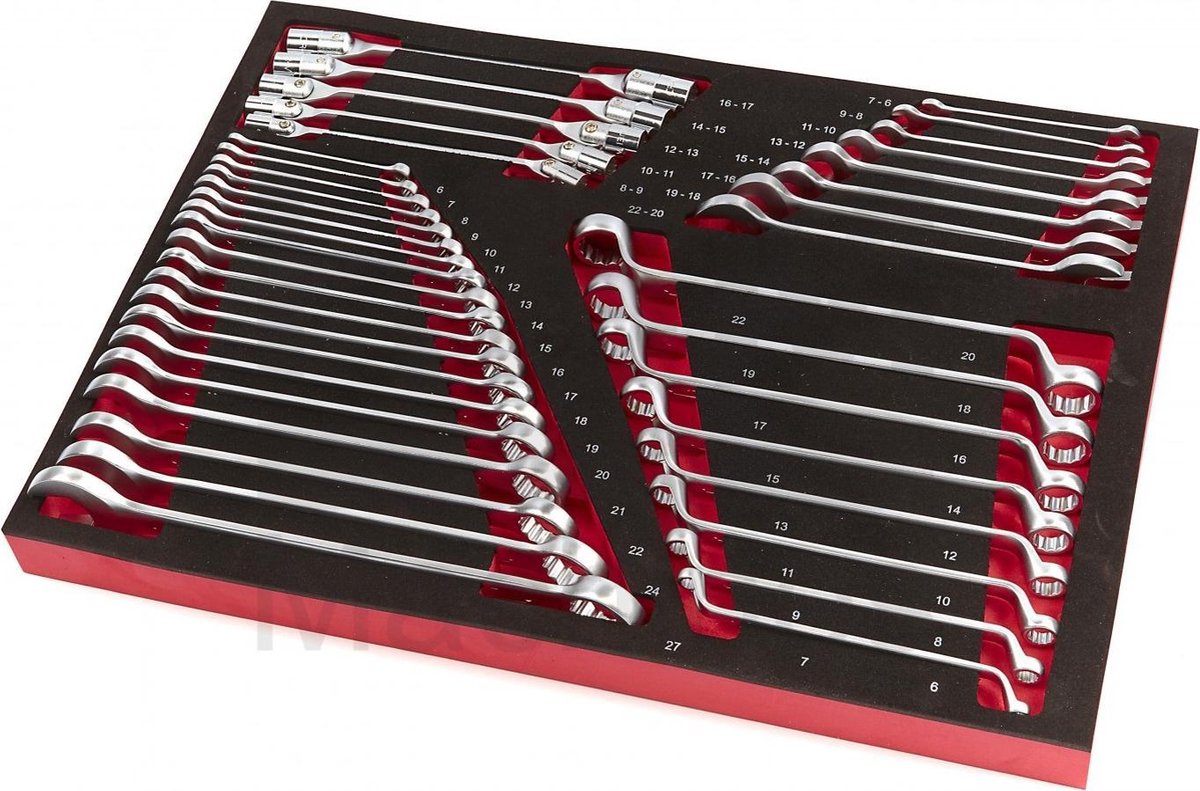 HBM 40-delige steeksleutel, ringsleutel en cardansleutelset FOAM inlay