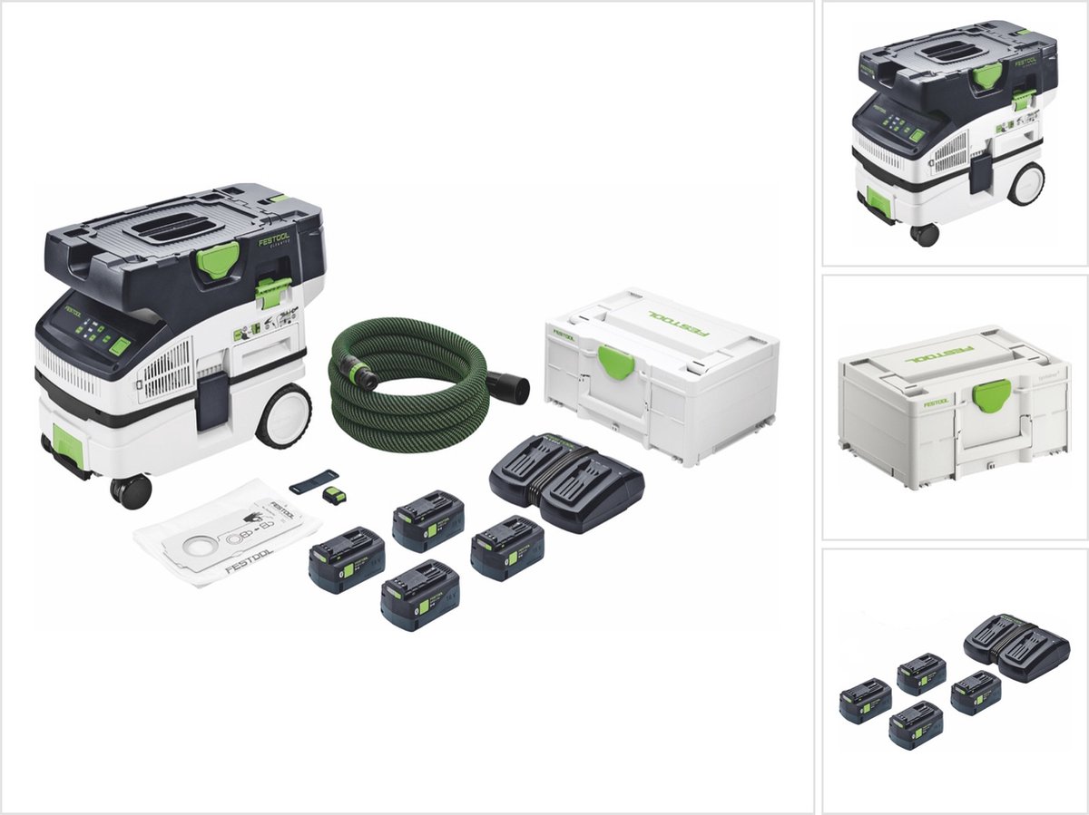 Festool CTLC MINI I-Plus 36V (2x18V) Li-Ion Accu Stofzuiger Set (4x 5,0Ah) - 3100l/min - Stofklasse L