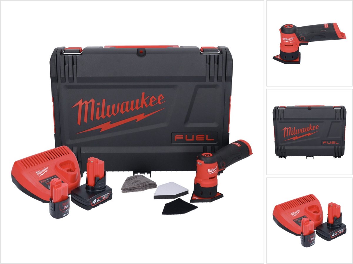 Milwaukee M12 FDSS-422X 12V Li-ion Accu Subcompacte Delta Schuurmachine Set (1x 4.0Ah&1x 2.0Ah) In HD Box