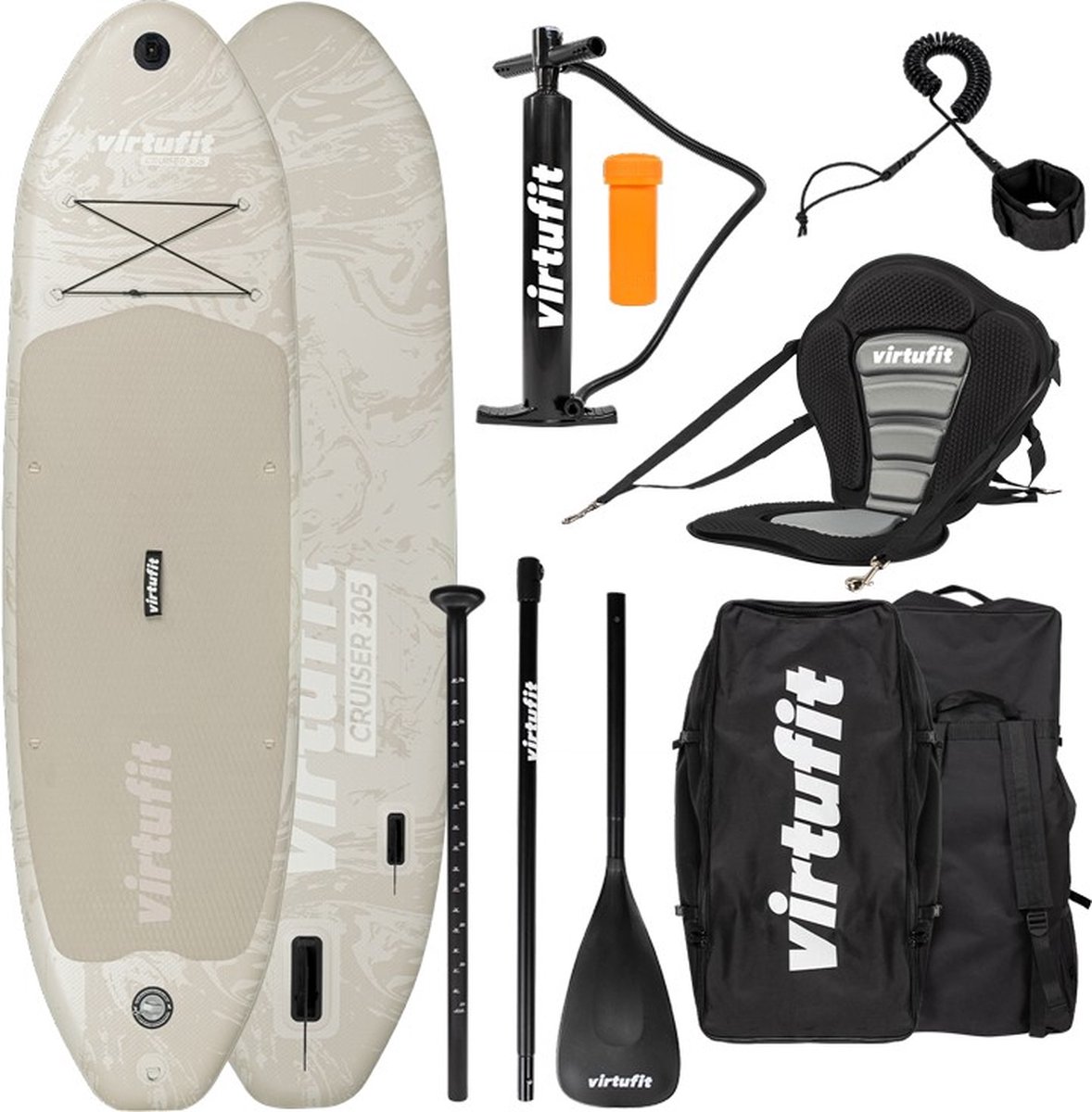 VirtuFit Supboard Cruiser 305 - Sand Beige - Met Kajak zitje, accessoires en draagtas