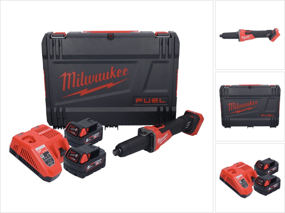 Milwaukee M18 FDGROVB-502X FUEL™ ONE-KEY™ Rechte Stiftslijper Met RAPIDSTOP™ En Schuifschakelaar - (2x 5.0Ah)