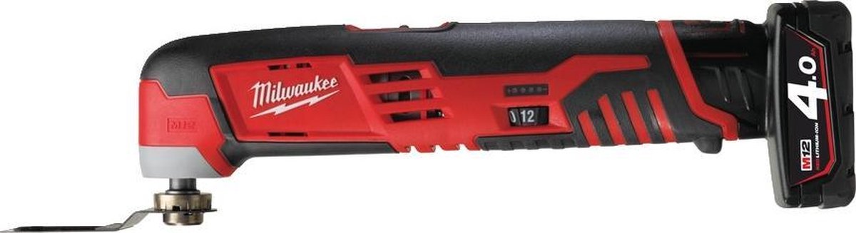 Milwaukee C12 MT-402B 12V Li-Ion Accu Multitool Set (2x 4.0Ah Accu) + 8 Delige Accessoireset In Tas - Variabel