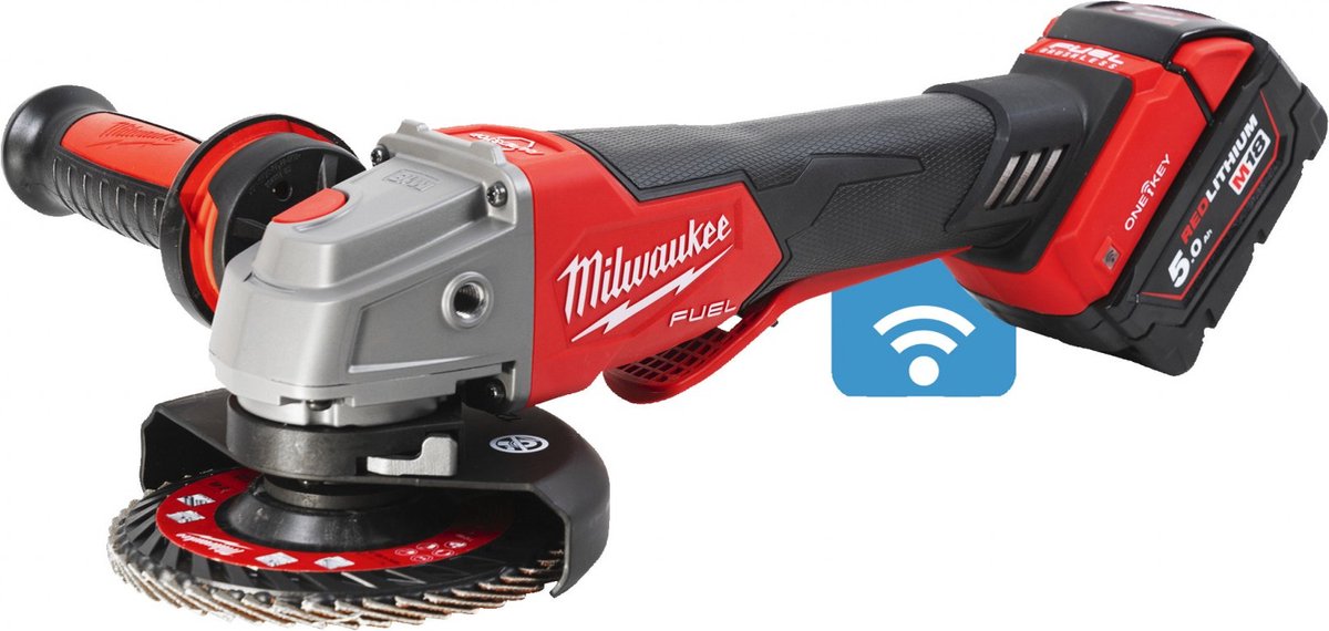 Milwaukee M18 ONEFSAG125XPDB-502X 18V Li-ion Accu Haakse Slijper Set (2x5.0Ah) In HD Box - 125mm - Koolborstelloos