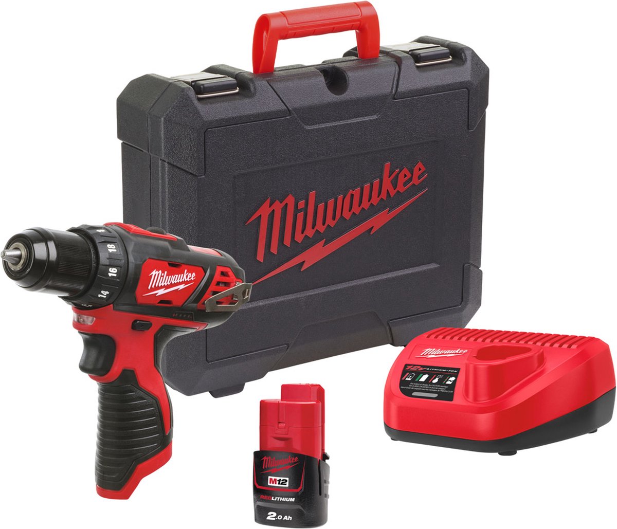 Milwaukee M12 BDD-201C 12V Li-Ion Accu Boor-/schroefmachine Set (1x 2,0Ah) In Koffer - 30Nm