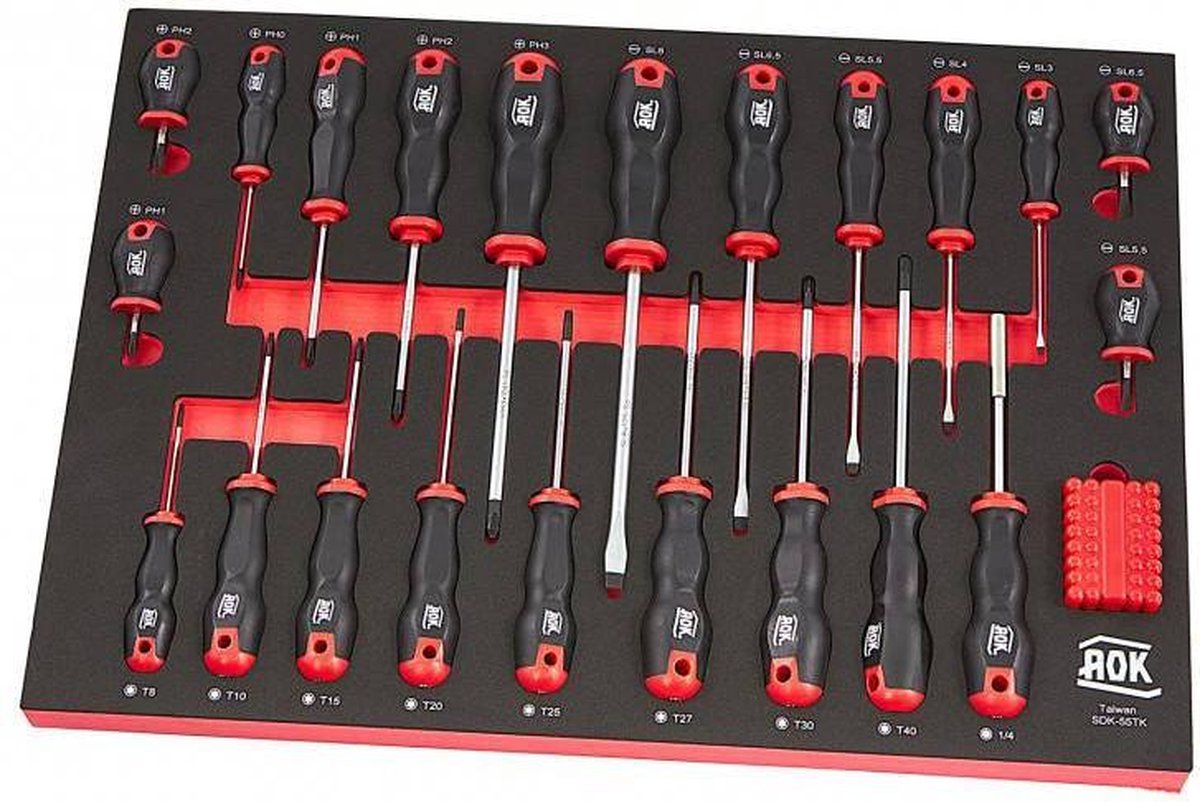 AOK PROFI 55-delige schroevendraaierset FOAM inlay