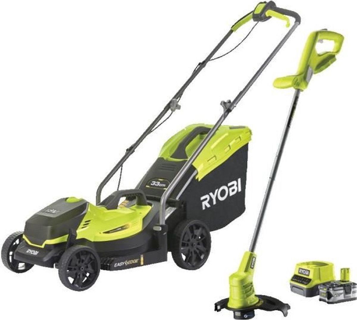 Ryobi ONE+ RLM1833BLT1825M 18V Accu 33cm Grasmaaier&25cm Grastrimmer Kit (incl. 1x 4.0Ah Accu&Lader)