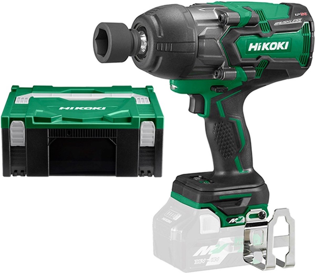 HiKOKI WR36DBW2Z 36V MultiVolt Li-Ion Accu Slagmoersleutel Body In HSC - 1130Nm - 1/2"- Koolborstelloos