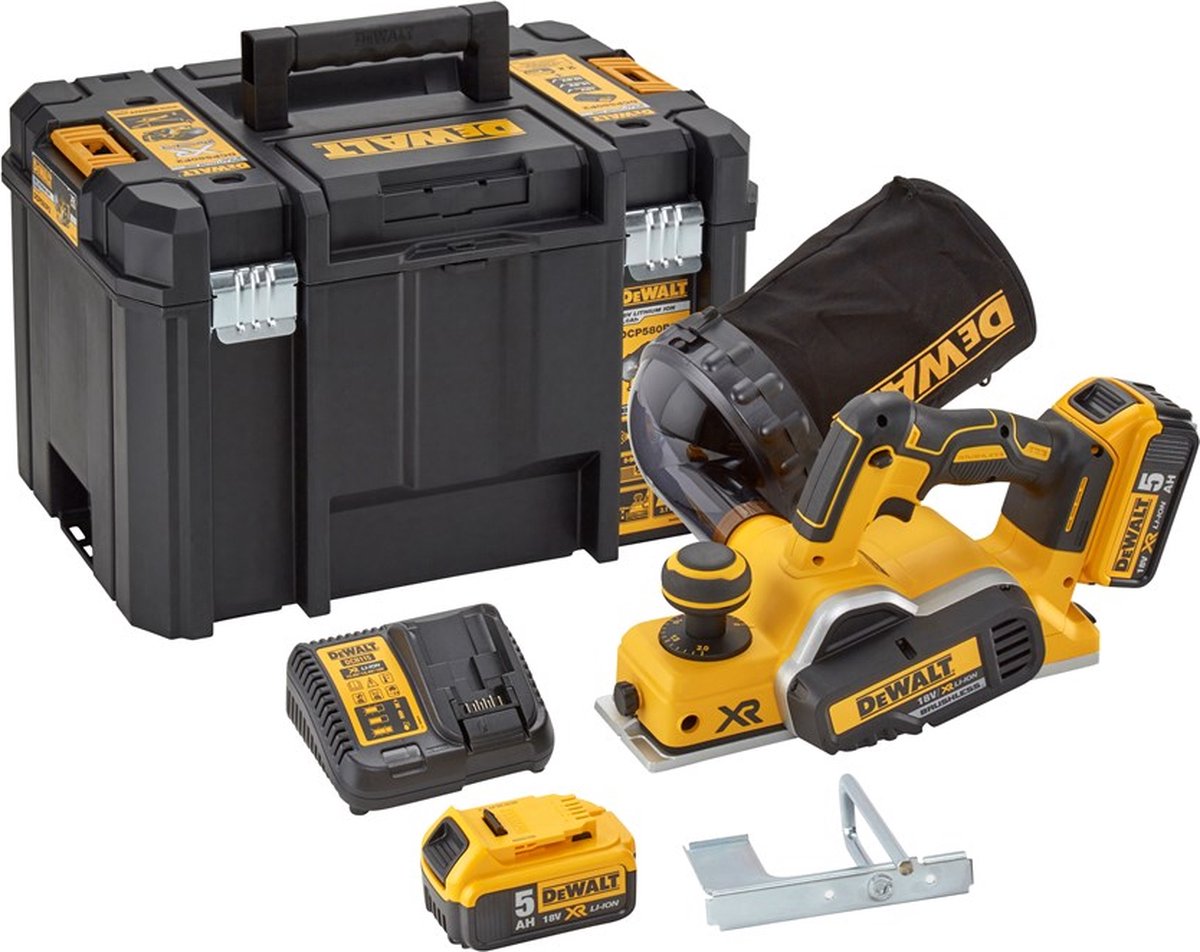 DeWALT DCP580P2 18V Li-Ion Accu Schaafmachine Set (2x 5.0Ah Accu) In TSTAK - 82mm - 2mm - Koolborstelloos
