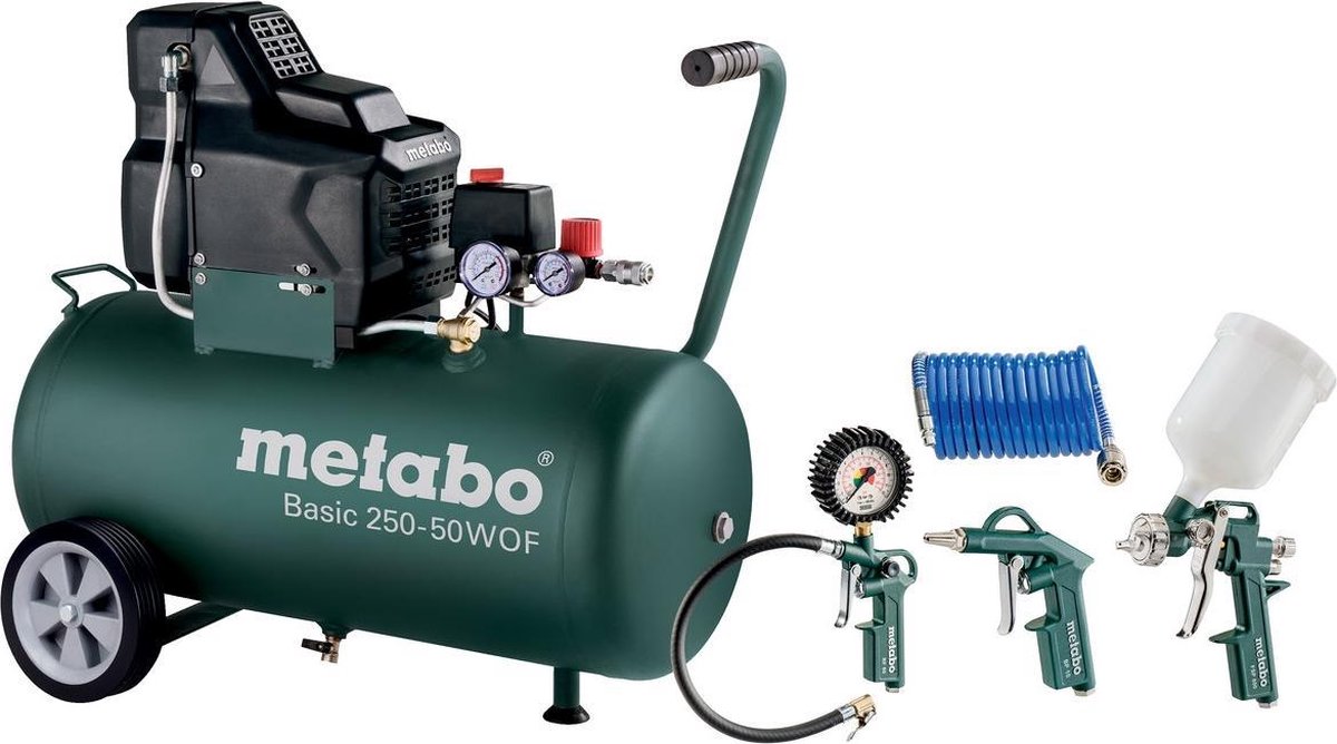 Metabo Basic 250-50 W OF Set Compressor + LPZ 4 Toebehorenset - 1500W - 8 Bar - 50L - 100 L/min