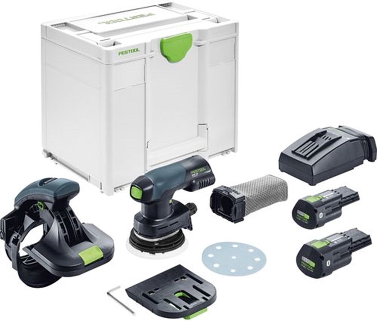Festool ES-ETSC 125 3,0 I-Plus 18V Li-Ion Accu Kantenschuurmachine Set (2x 3,0Ah) In Systainer - 125mm