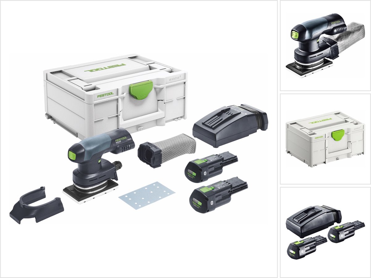 Festool RTSC 400 3,0 I-Plus 18V Li-Ion Accu Vlakschuurmachine Set (2x 3,0Ah) In Systainer - 80 X 130 Mm
