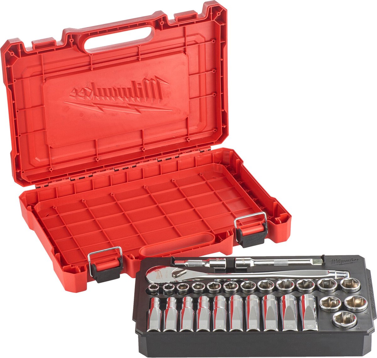 Milwaukee 4932471864 Metrische 1/2 Ratel + 28-delige Doppenset