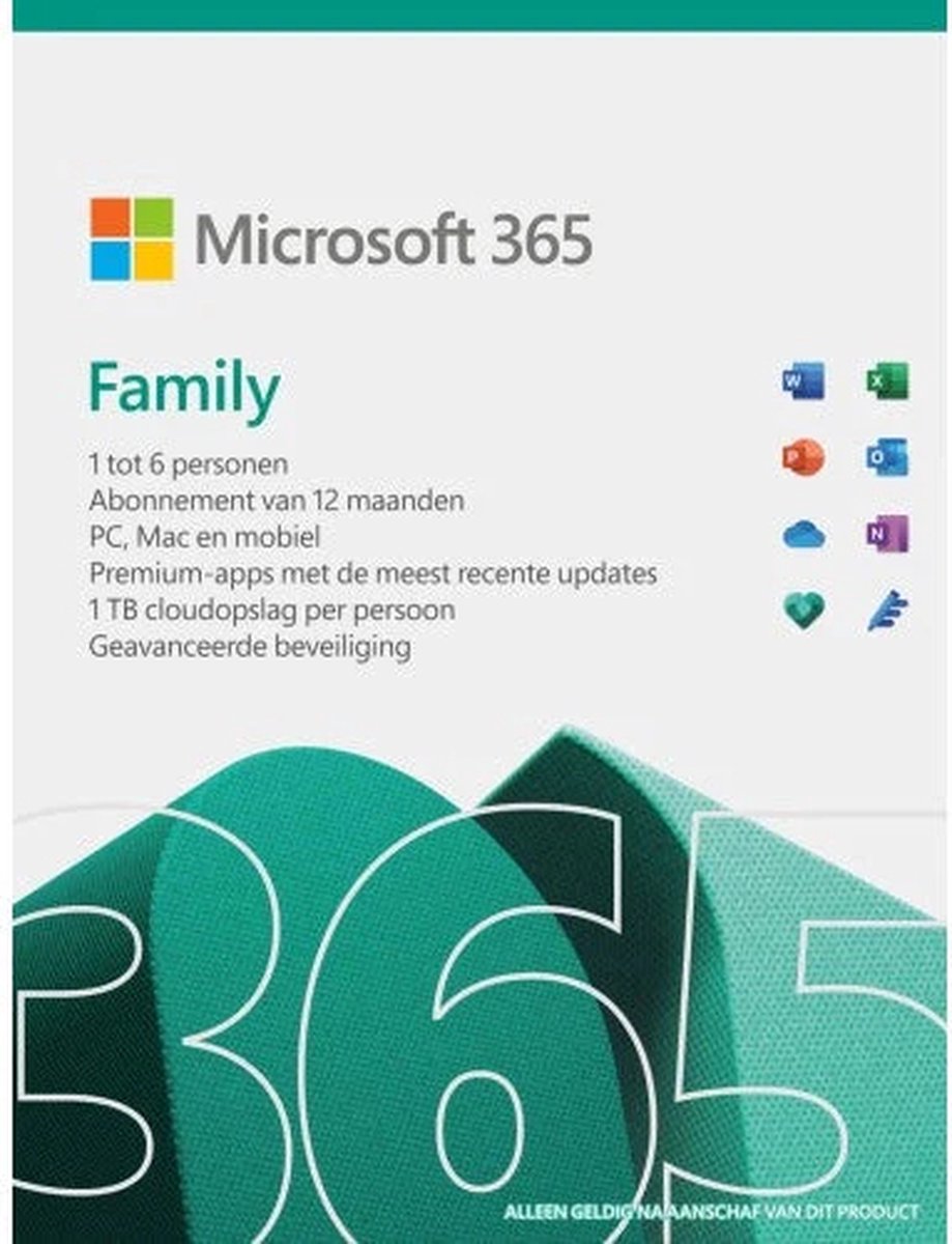 Microsoft Software Microsoft 365 Family - Jaarabonnement